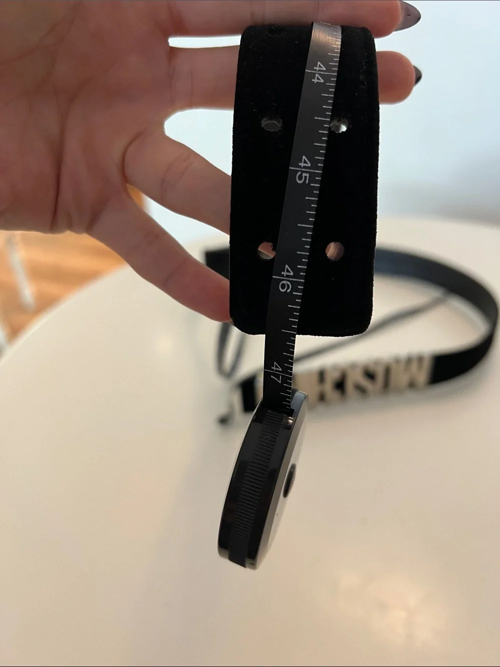 Moschino Black Belt with Silver Logo Hardware